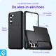 Samsung Galaxy S23 Hoesje met Slider Kaarthouder Back Cover Zwart afbeelding 2