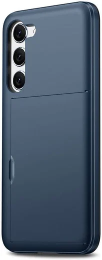Samsung Galaxy S23 Hoesje met Slider Kaarthouder Back Cover Blauw afbeelding 6