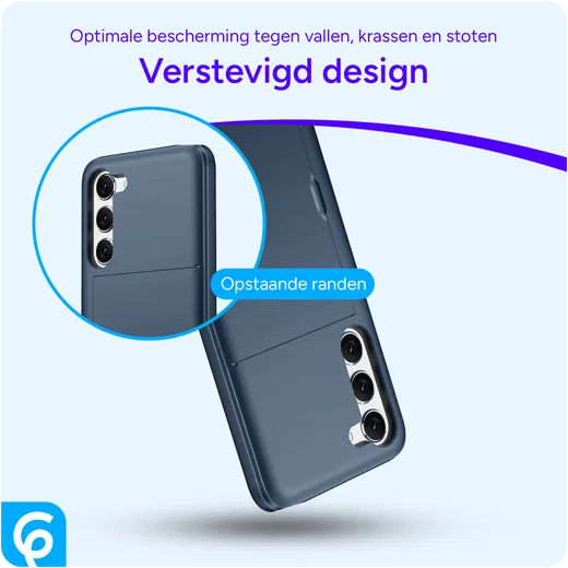 Samsung Galaxy S23 Hoesje met Slider Kaarthouder Back Cover Blauw afbeelding 2