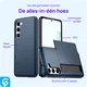 Samsung Galaxy S23 Hoesje met Slider Kaarthouder Back Cover Blauw afbeelding 4