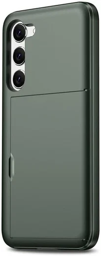 Samsung Galaxy S23 Hoesje met Slider Kaarthouder Back Cover Groen afbeelding 6
