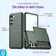 Samsung Galaxy S23 Hoesje met Slider Kaarthouder Back Cover Groen afbeelding 4