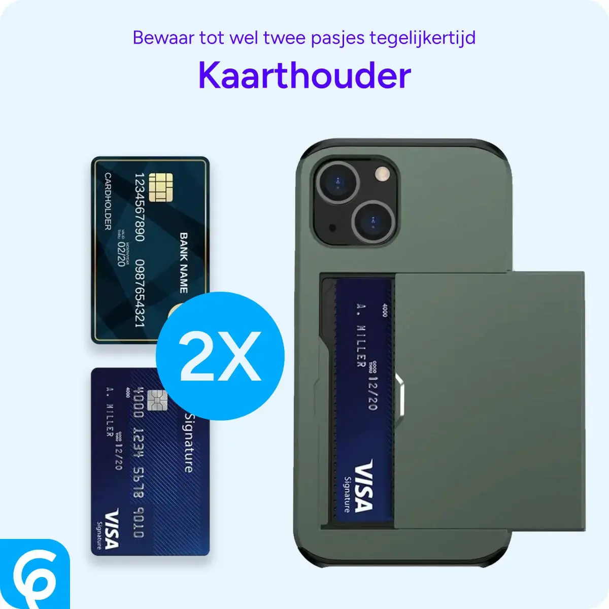 Samsung Galaxy S23 Hoesje met Slider Kaarthouder Back Cover Groen afbeelding 11