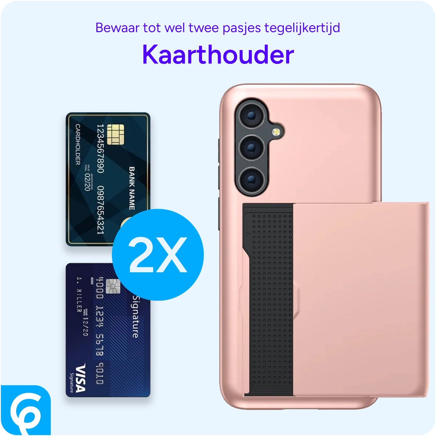 Samsung Galaxy S23 Hoesje met Slider Kaarthouder Back Cover Roze Goud afbeelding 10