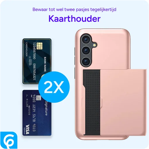 Samsung Galaxy S23 Hoesje met Slider Kaarthouder Back Cover Roze Goud afbeelding 10