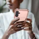 Samsung Galaxy S23 Hoesje met Slider Kaarthouder Back Cover Roze Goud afbeelding 18