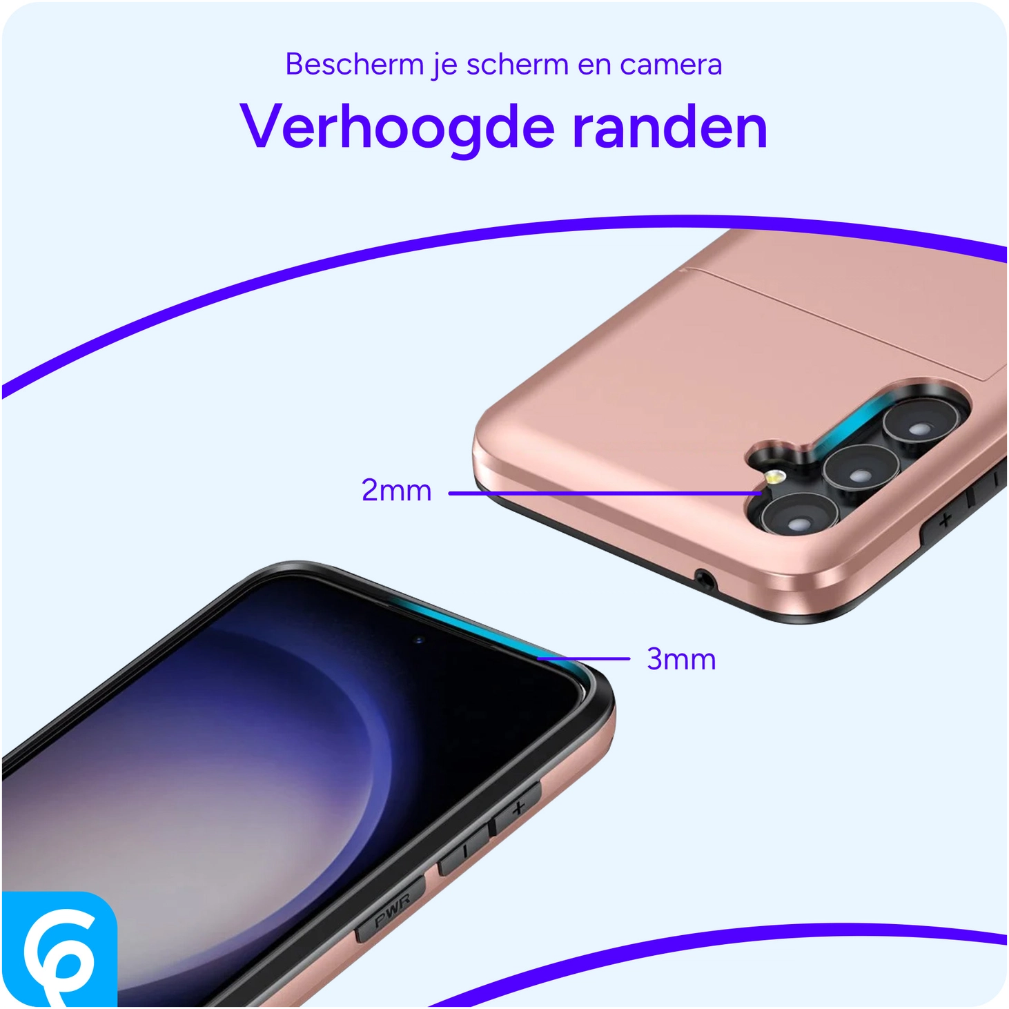 Samsung Galaxy S23 Hoesje met Slider Kaarthouder Back Cover Roze Goud afbeelding 6