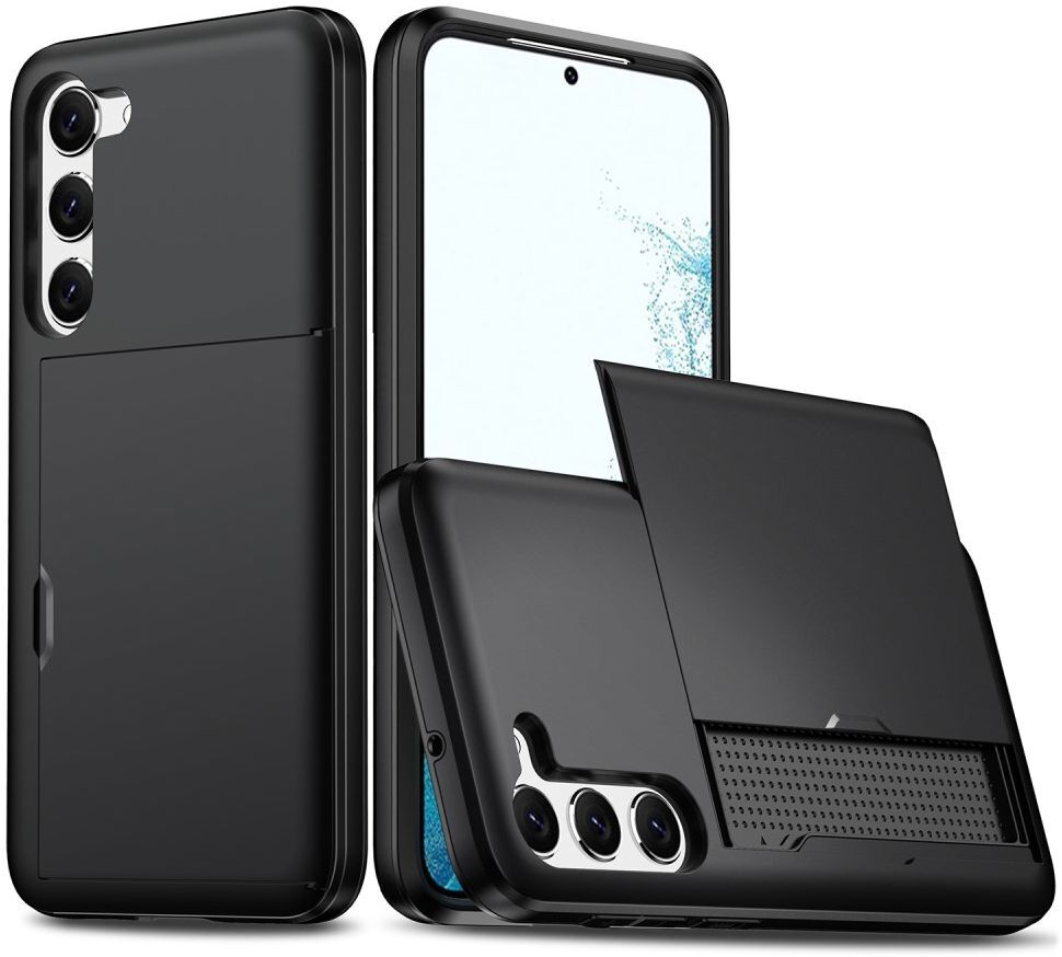Samsung Galaxy S23 Plus Hoesje Slider Kaarthouder Back Cover Zwart afbeelding 1