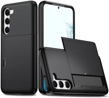 Samsung Galaxy S23 Plus Hoesje Slider Kaarthouder Back Cover Zwart