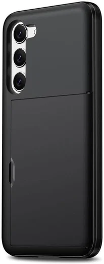 Samsung Galaxy S23 Plus Hoesje Slider Kaarthouder Back Cover Zwart afbeelding 14