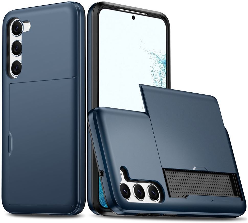 Samsung Galaxy S23 Plus Hoesje Slider Kaarthouder Back Cover Blauw afbeelding 1