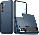 Samsung Galaxy S23 Plus Hoesje Slider Kaarthouder Back Cover Blauw