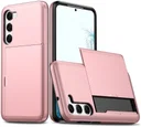 Samsung Galaxy S23 Plus Hoesje Slider Kaarthouder Back Cover Roze Goud