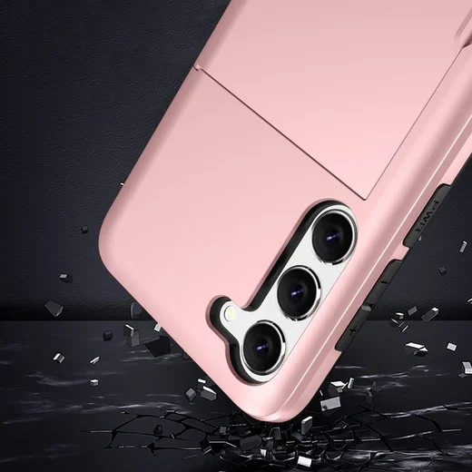 Samsung Galaxy S23 Plus Hoesje Slider Kaarthouder Back Cover Roze Goud afbeelding 12