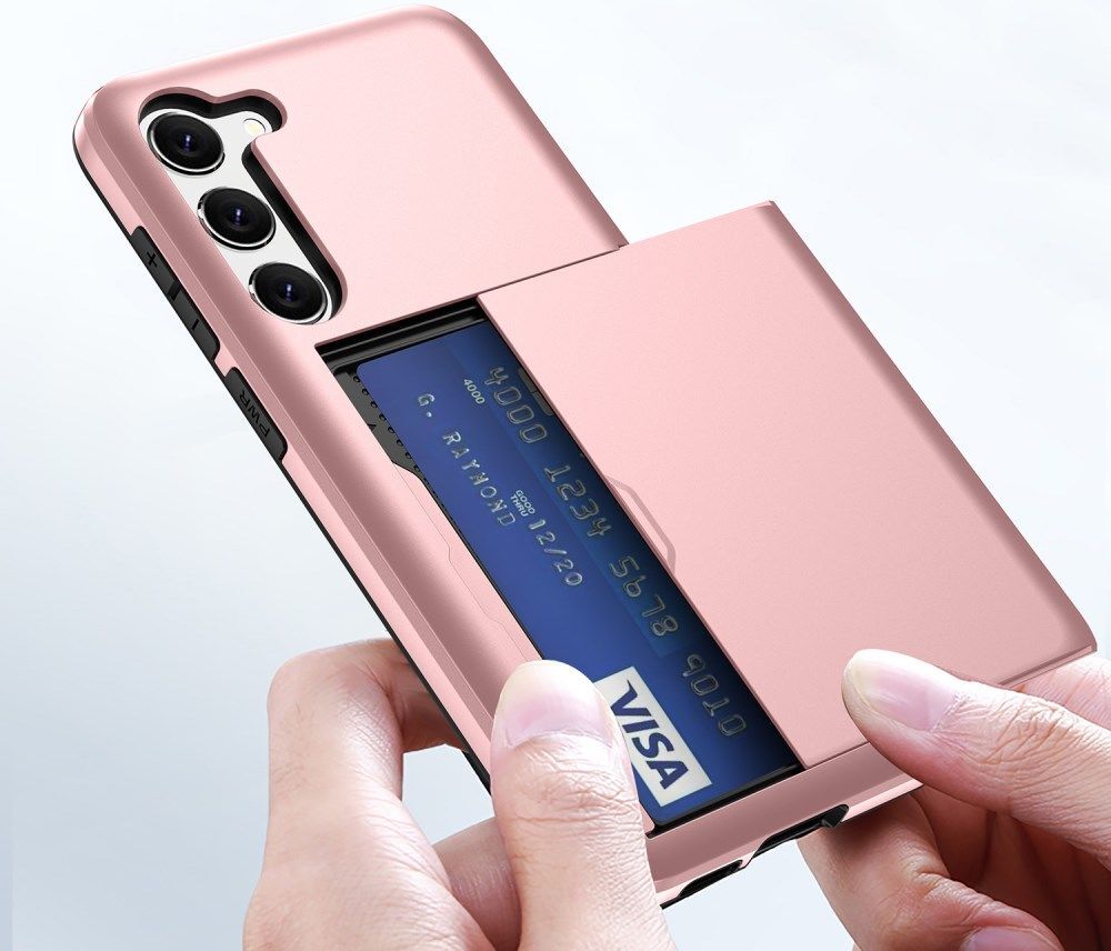 Samsung Galaxy S23 Plus Hoesje Slider Kaarthouder Back Cover Roze Goud afbeelding 13