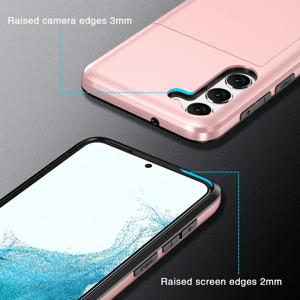 Samsung Galaxy S23 Plus Hoesje Slider Kaarthouder Back Cover Roze Goud afbeelding 11