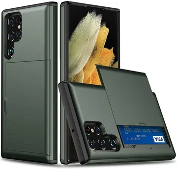 Samsung Galaxy S23 Ultra Hoesje met Slider Kaarthouder Groen