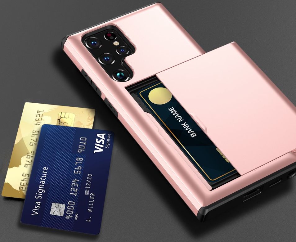 Samsung Galaxy S23 Ultra Hoesje met Slider Kaarthouder Roze Goud afbeelding 15