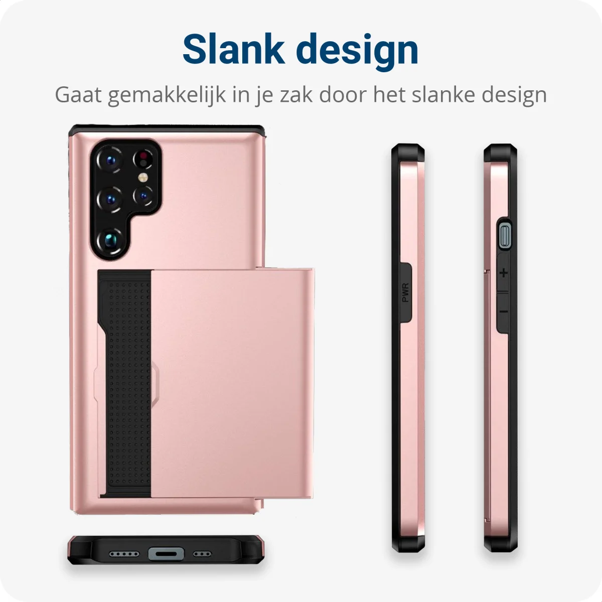 Samsung Galaxy S23 Ultra Hoesje met Slider Kaarthouder Roze Goud afbeelding 5