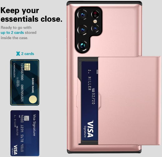 Samsung Galaxy S23 Ultra Hoesje met Slider Kaarthouder Roze Goud afbeelding 8