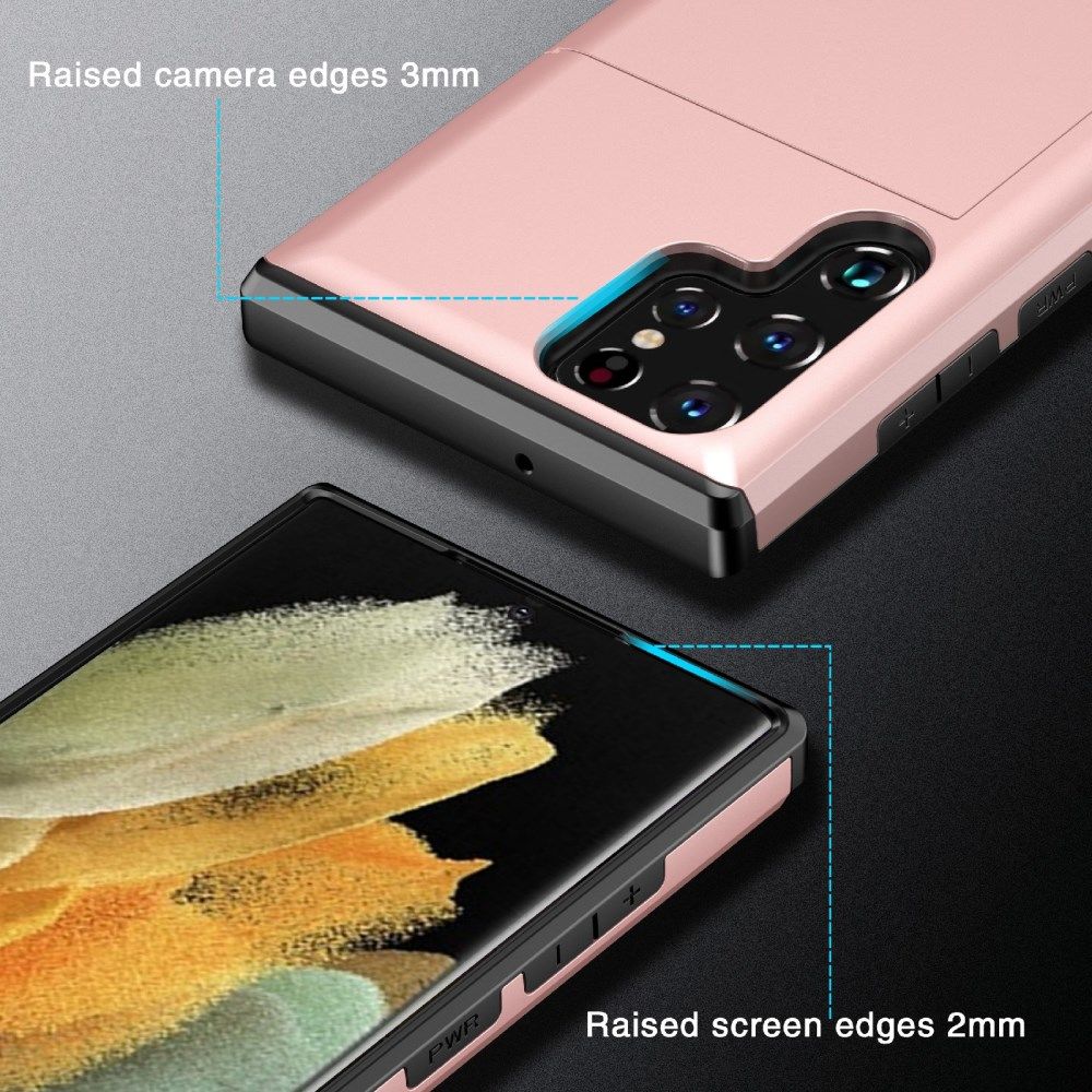 Samsung Galaxy S23 Ultra Hoesje met Slider Kaarthouder Roze Goud afbeelding 9