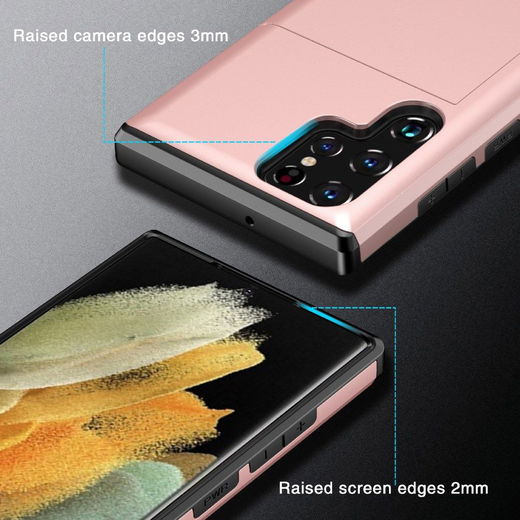 Samsung Galaxy S23 Ultra Hoesje met Slider Kaarthouder Roze Goud afbeelding 9