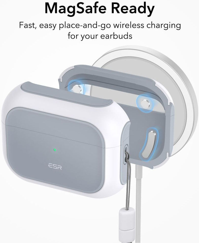 ESR Orbit Hybrid HaloLock Apple AirPods Pro 1/2 Hoesje MagSafe Wit afbeelding 3