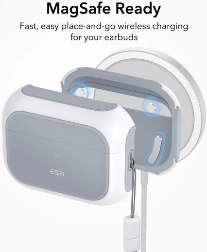 ESR Orbit Hybrid HaloLock Apple AirPods Pro 1/2 Hoesje MagSafe Wit afbeelding 3