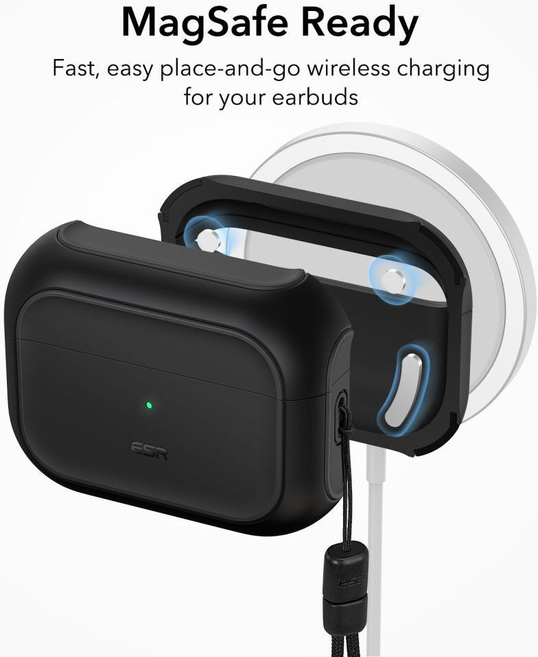 ESR Orbit Hybrid HaloLock Apple AirPods Pro 1/2 Hoesje MagSafe Zwart afbeelding 2
