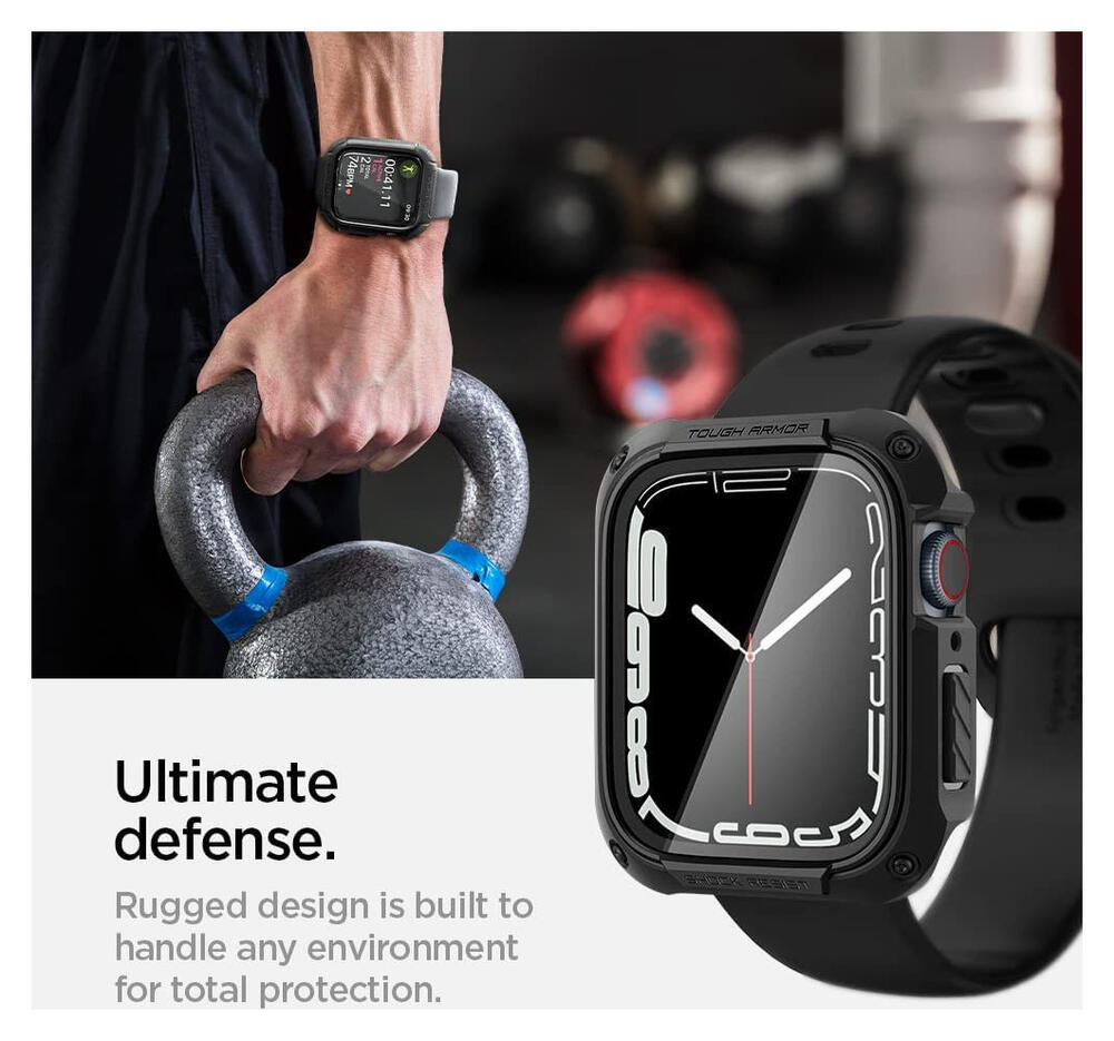 Spigen Tough Armor Pro - Apple Watch 7/8/9 45MM Case - Full Protect - Zwart afbeelding 5