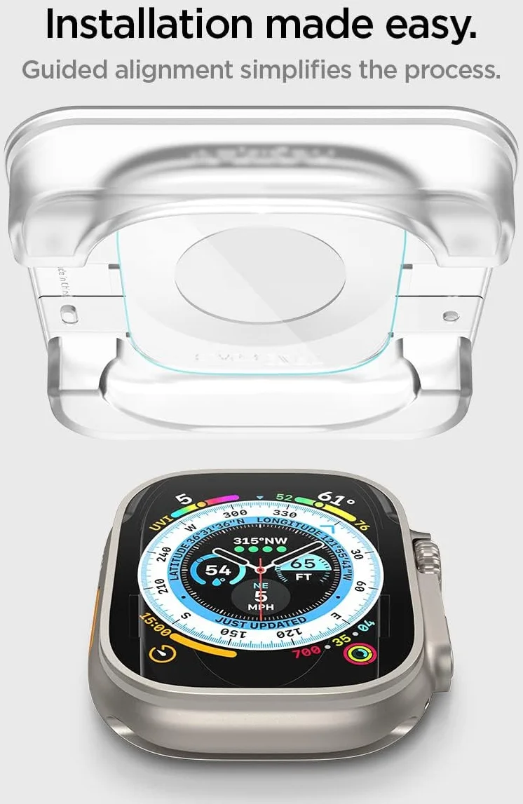 Spigen EZ Fit - Apple Watch Ultra 3/2/1 Screen Protector Glas 2-Pack afbeelding 4