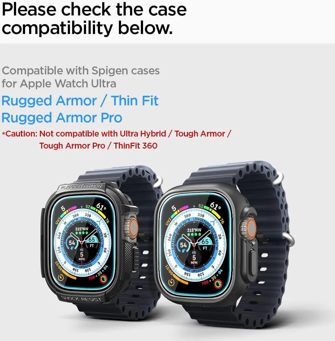Spigen EZ Fit - Apple Watch Ultra 3/2/1 Screen Protector Glas 2-Pack afbeelding 7