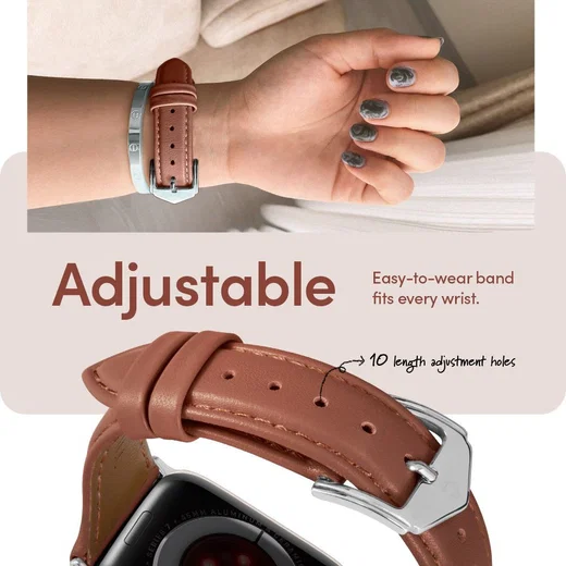 Spigen Cyrill Apple Watch Bandje - 4-10/SE - 38/40/41/42MM - Echt Leer Bruin afbeelding 12