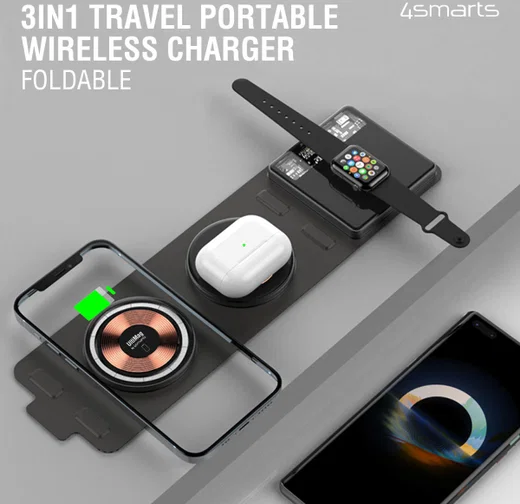4smarts UltiMag Lucid 3-in-1 15W MagSafe Draadloze Oplader Zwart afbeelding 4