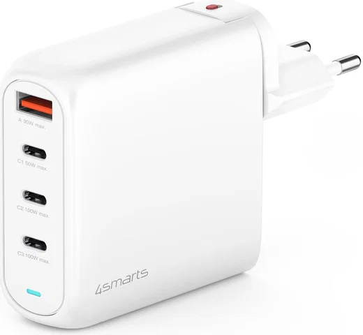 4smarts Flex Pro 100W 1x USB 3x USB-C Snellader Met Verlengkabel Wit afbeelding 9