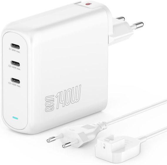 4smarts GaN Flex Pro 140W 3x USB-C Snellader PD Adapter Wit afbeelding 1