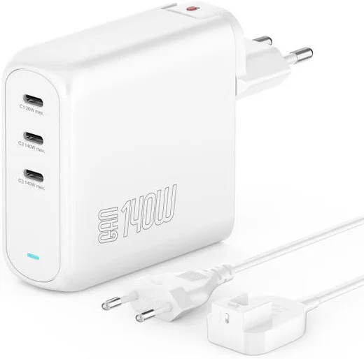 4smarts GaN Flex Pro 140W 3x USB-C Snellader PD Adapter Wit afbeelding 1