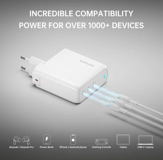 4smarts GaN Flex Pro 140W 3x USB-C Snellader PD Adapter Wit afbeelding 4