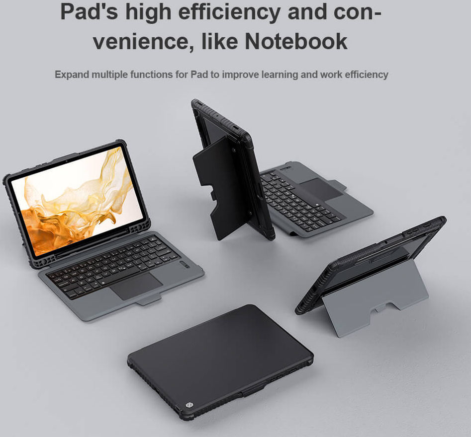 Nillkin Samsung Galaxy Tab S8+ / S7+ Hoes met Bluetooth Toetsenbord afbeelding 7