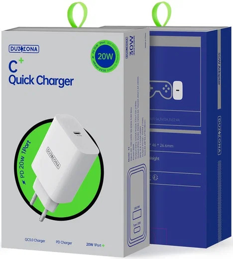 Duzonna T3 20W USB-C Snellader Power Delivery Adapter Fast Charge Wit afbeelding 11
