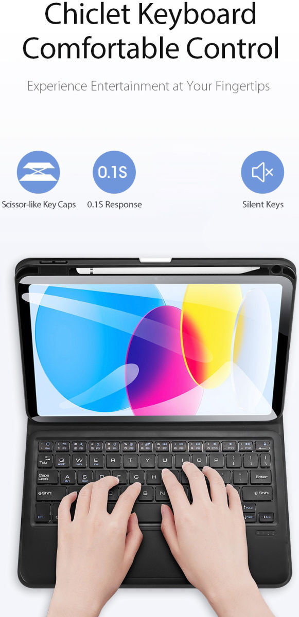 Dux Ducis Apple iPad 11 (2025) / 10.9 (2022) Hoes Bluetooth Toetsenbord Zwart afbeelding 4