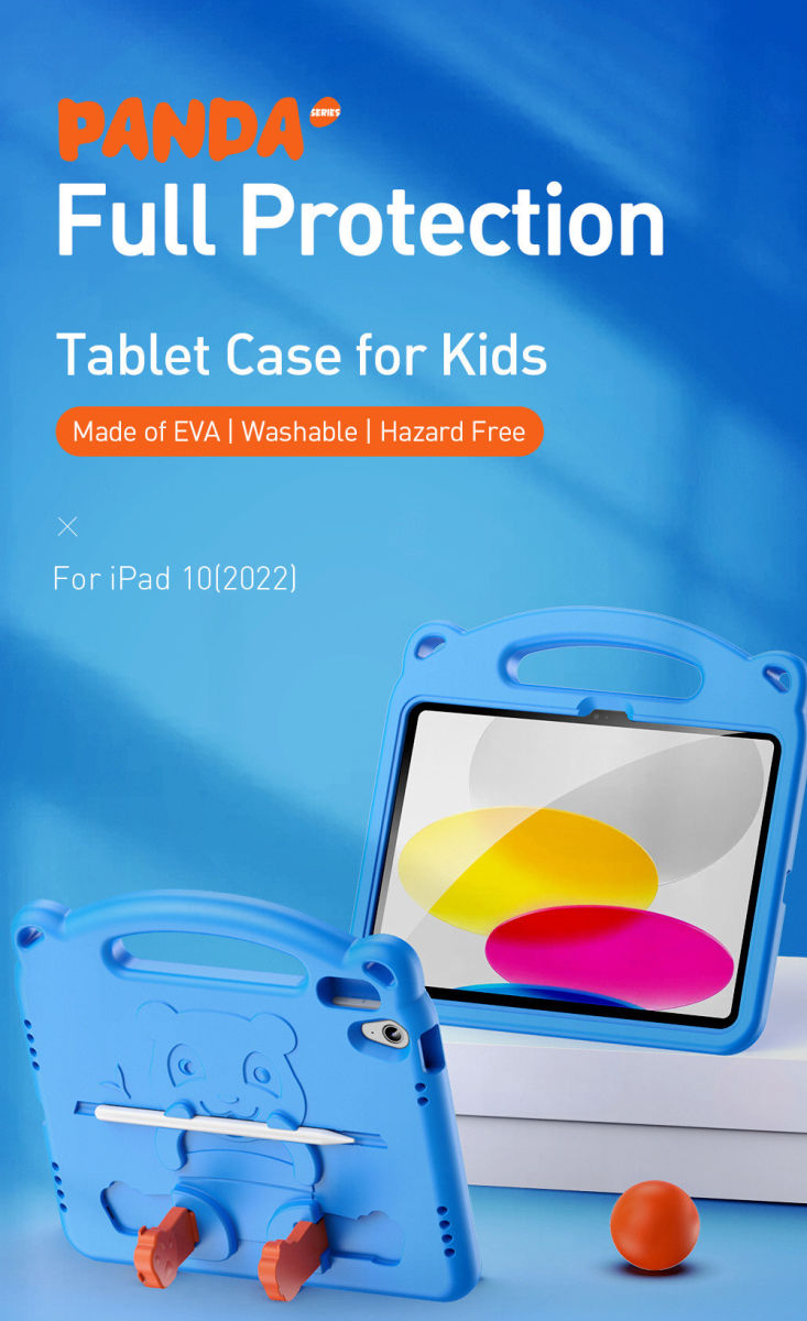 Dux Ducis Panda Apple iPad 11 (2025) / 10.9 (2022) Kinder Tablethoes Blauw afbeelding 7