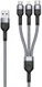Duzzona USB-A 3-in-1 Lightning / USB-C / Micro USB Kabel 3.5A 1.3M Zwart afbeelding 1