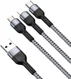 Duzzona USB-A 3-in-1 Lightning / USB-C / Micro USB Kabel 3.5A 1.3M Zwart afbeelding 2