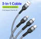Duzzona USB-A 3-in-1 Lightning / USB-C / Micro USB Kabel 3.5A 1.3M Zwart afbeelding 7
