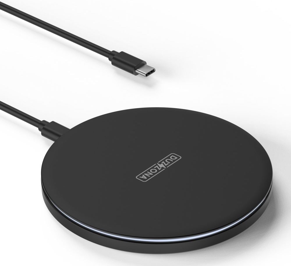 Duzzona Draadloze Oplader 15W Fast Charge met USB-C Kabel 1M Zwart afbeelding 1