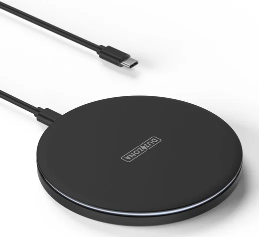 Duzzona Draadloze Oplader 15W Fast Charge met USB-C Kabel 1M Zwart afbeelding 1