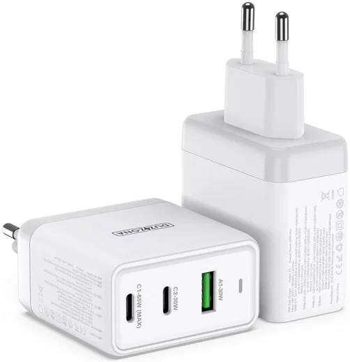 Duzzona T1 USB/USB-C GaN Snellader 65W PD 3.0/QC 3.0 Adapter Wit afbeelding 2