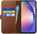 Rosso Deluxe Samsung Galaxy A54 Hoesje Echt Leer Book Case Bruin