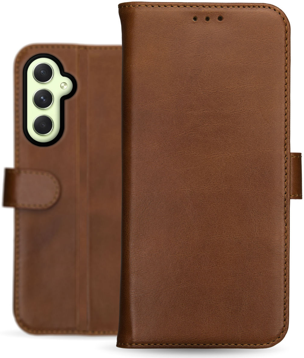 Rosso Deluxe Samsung Galaxy A54 Hoesje Echt Leer Book Case Bruin afbeelding 4